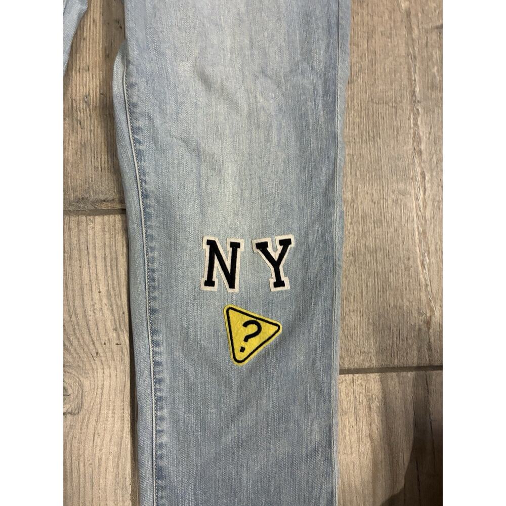 NY&Co Soho Boyfriend Jeans Size 10 Light Wash Patches Graphic Pop Art Denim - Picture 4 of 10